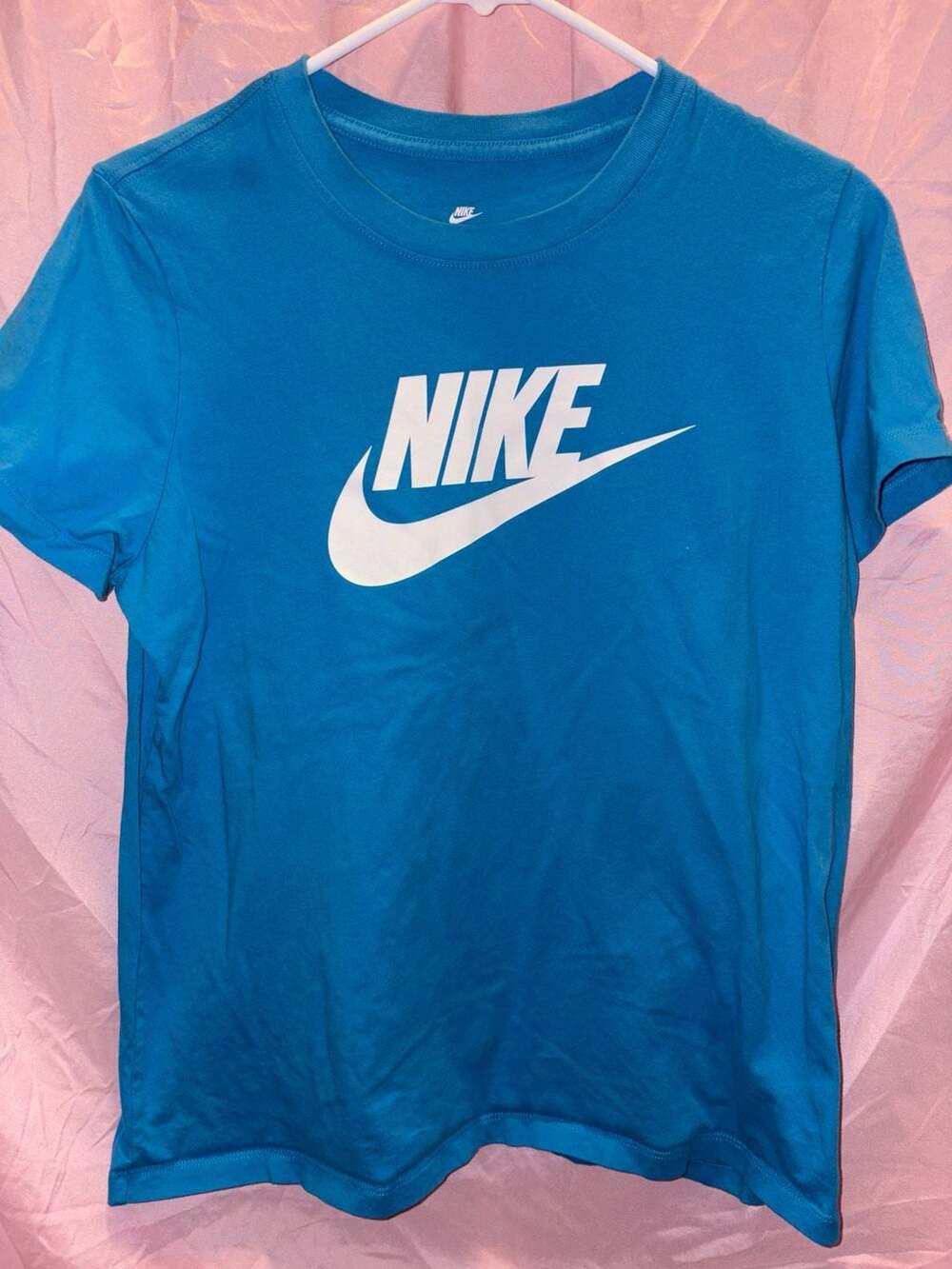 Nike Tee Size L Blue White Logo T-Shirt Big Kids Large